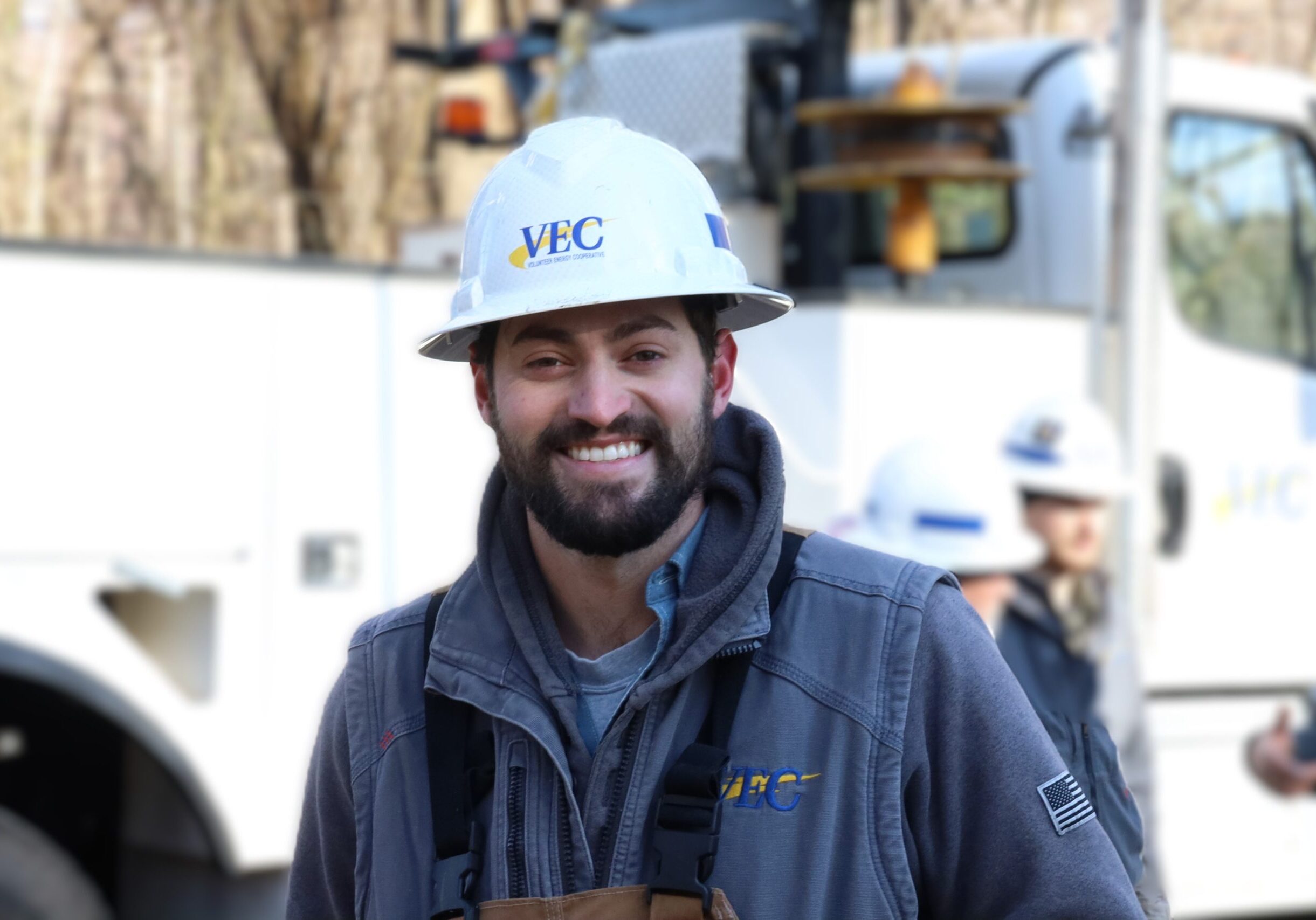 Foreman Kody Hampton pictured at the job site in the freezing morning temperatures.  